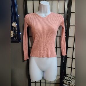 Light Pink Ribbed Long Sleeve Top sz S